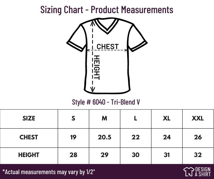 6040 - Next Level Tri-Blend V Size Chart