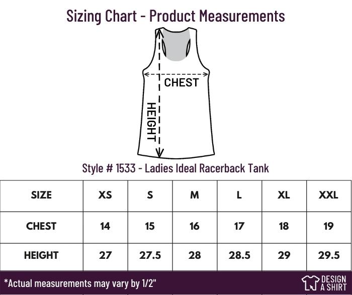 1533 - Next Level Ladies Ideal Racerback Tank Size Chart