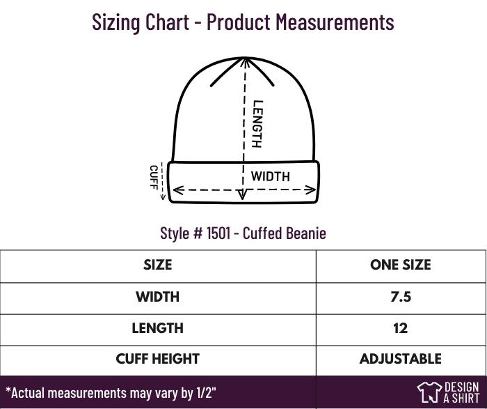 1501 - Yupoong Knit Cap Size Chart