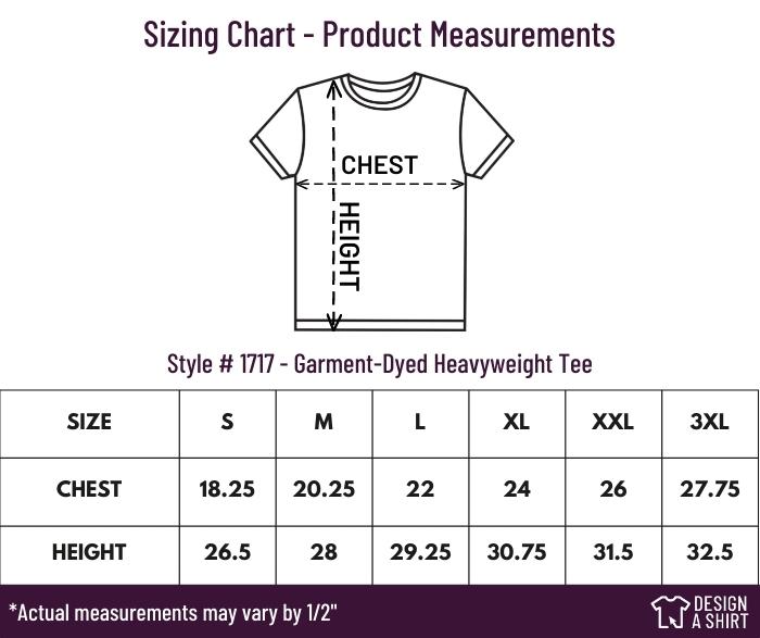 1717 - Comfort Colors Short Sleeve Tee Size Chart