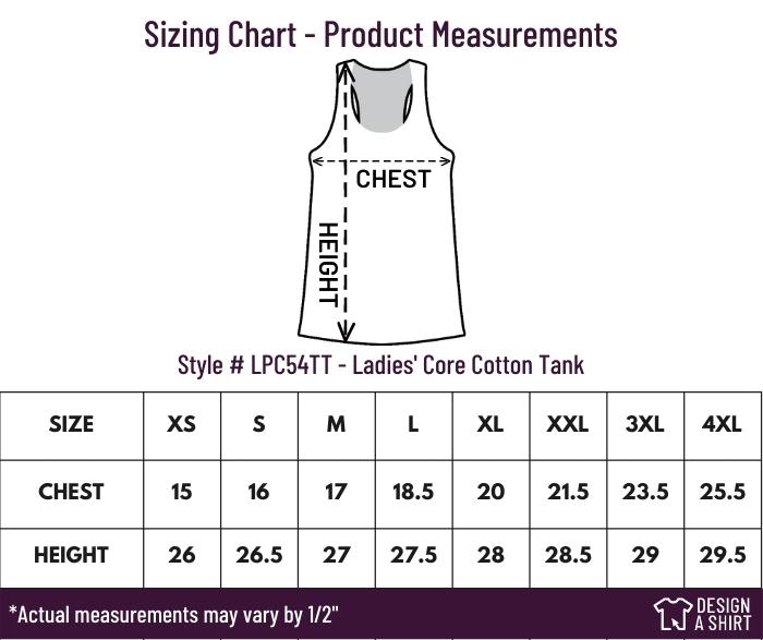 LPC54TT - Port and Company Ladies Core Cotton Tank Top Size Chart